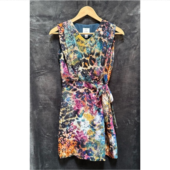 Suzi Chin for Maggy Boutique Fun Colorful Animal Print DresS Size 0P - Picture 2 of 11